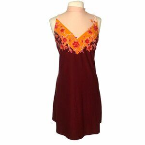 Mudd Sleeveless Dress Womens Large Red Orange High Neck Stretch